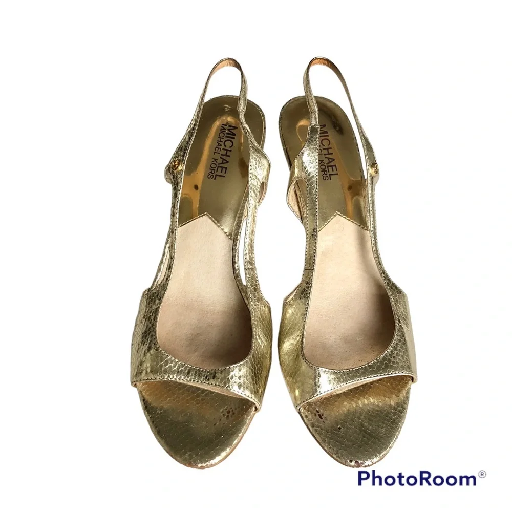 Michael Kors Metallic Gold Leather Sandal